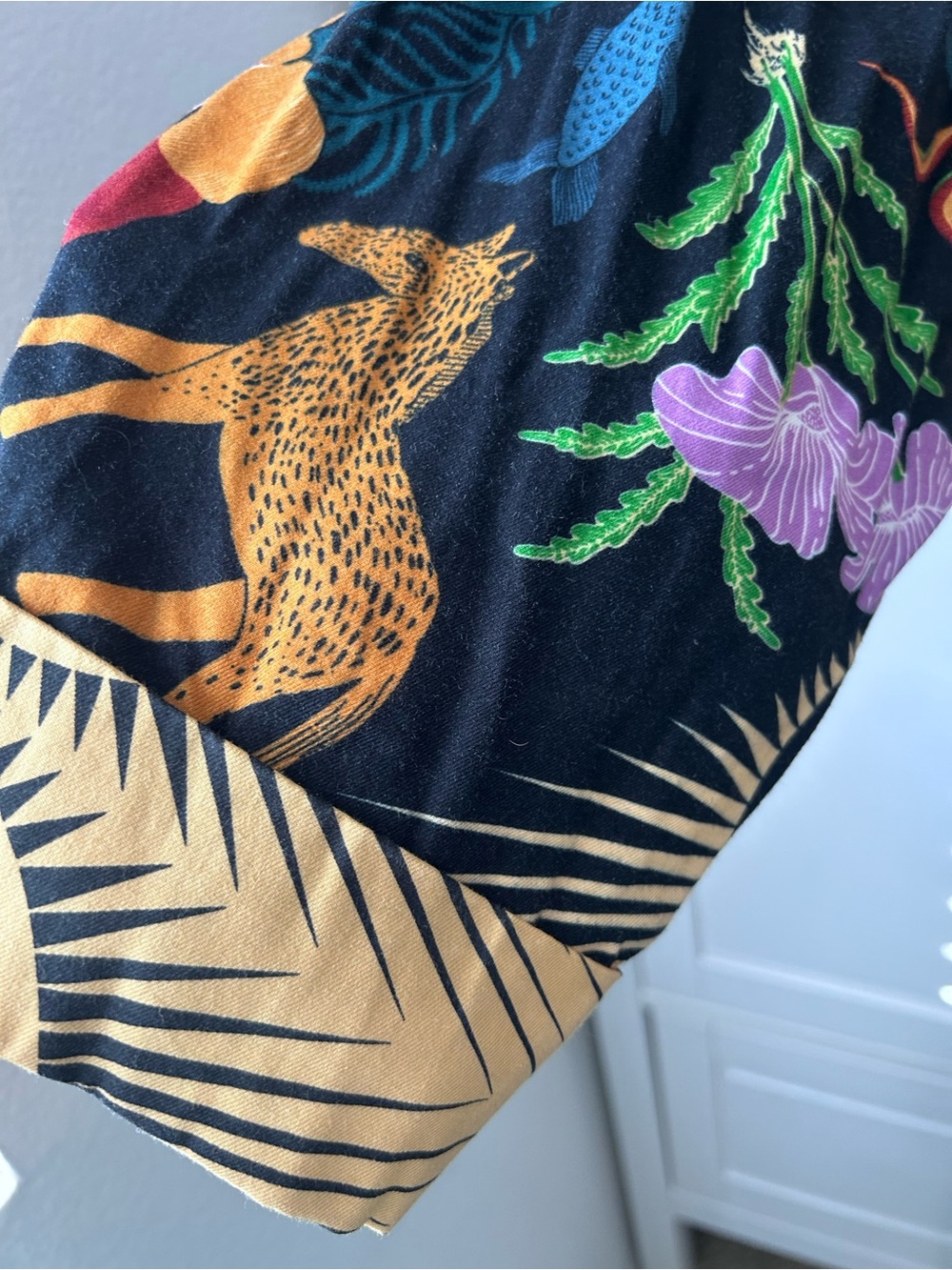 Anthropologie Black Sun & Botanical Print Robe - Picture 8 of 11